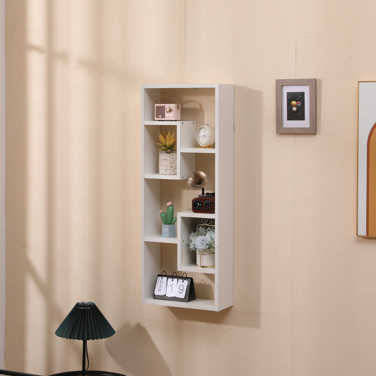 Freestanding Wooden Bookshelf with 5 Storage Cubes