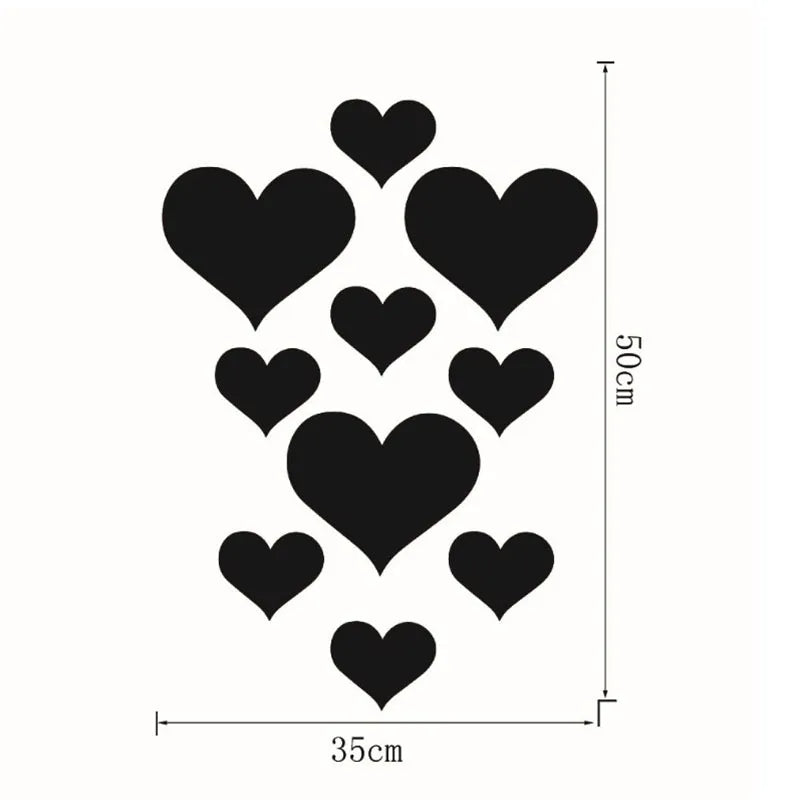 10-Piece Acrylic Love Heart Wall Stickers