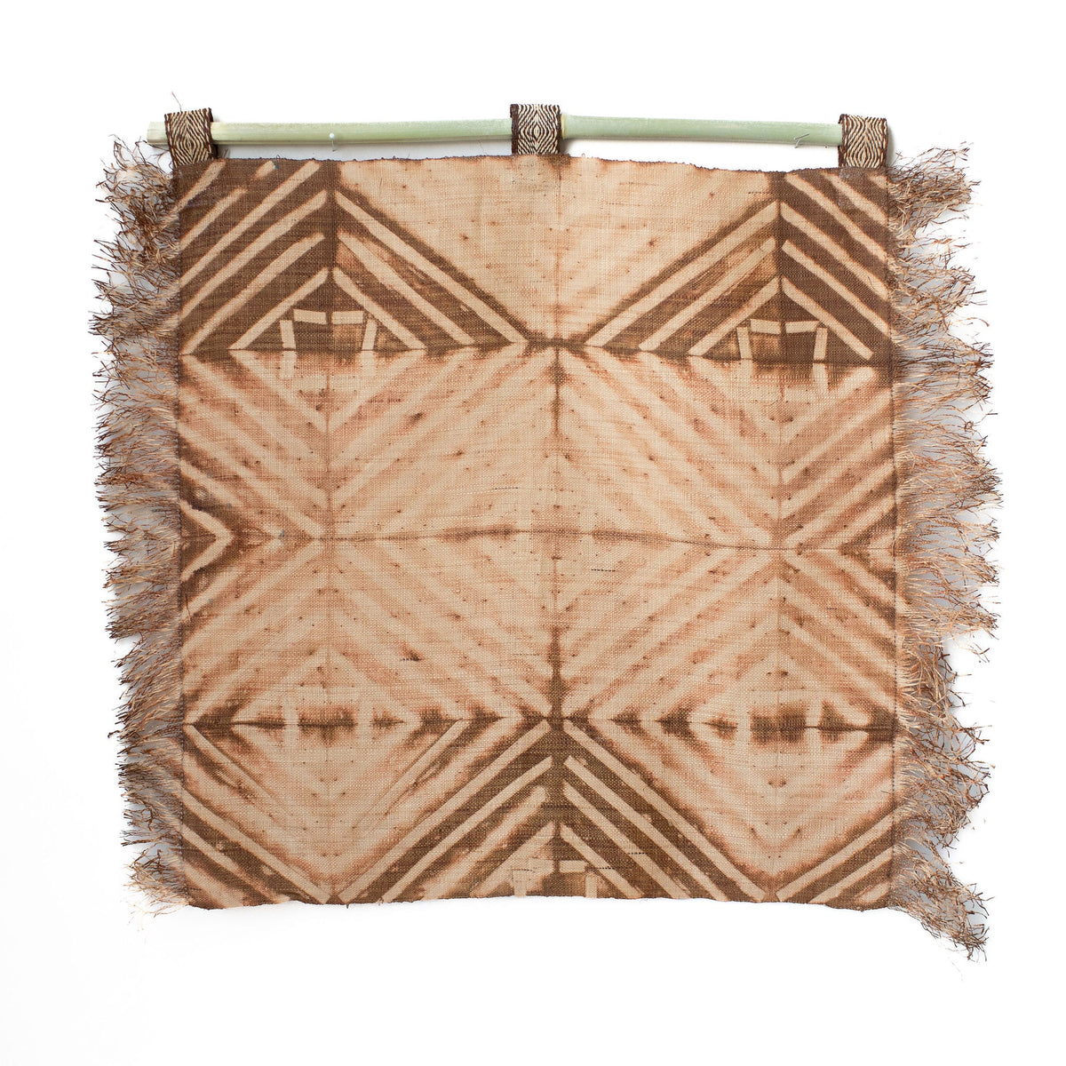 Shibori Diamond Pattern Brown Boho Wall Hanging