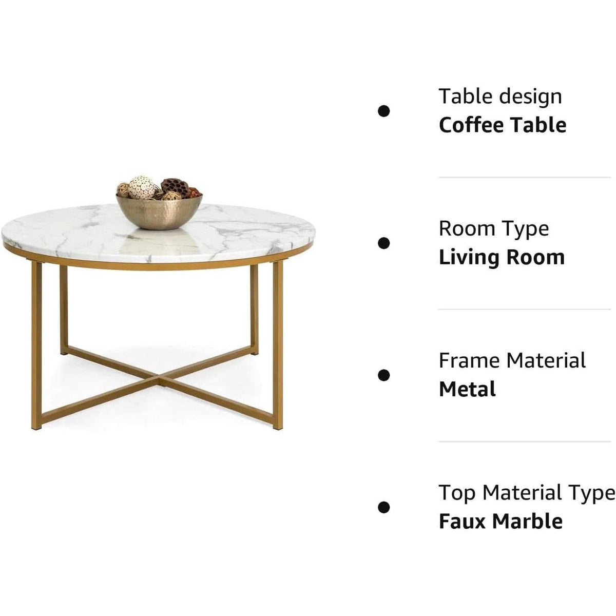 Round Faux Marble Coffee Table