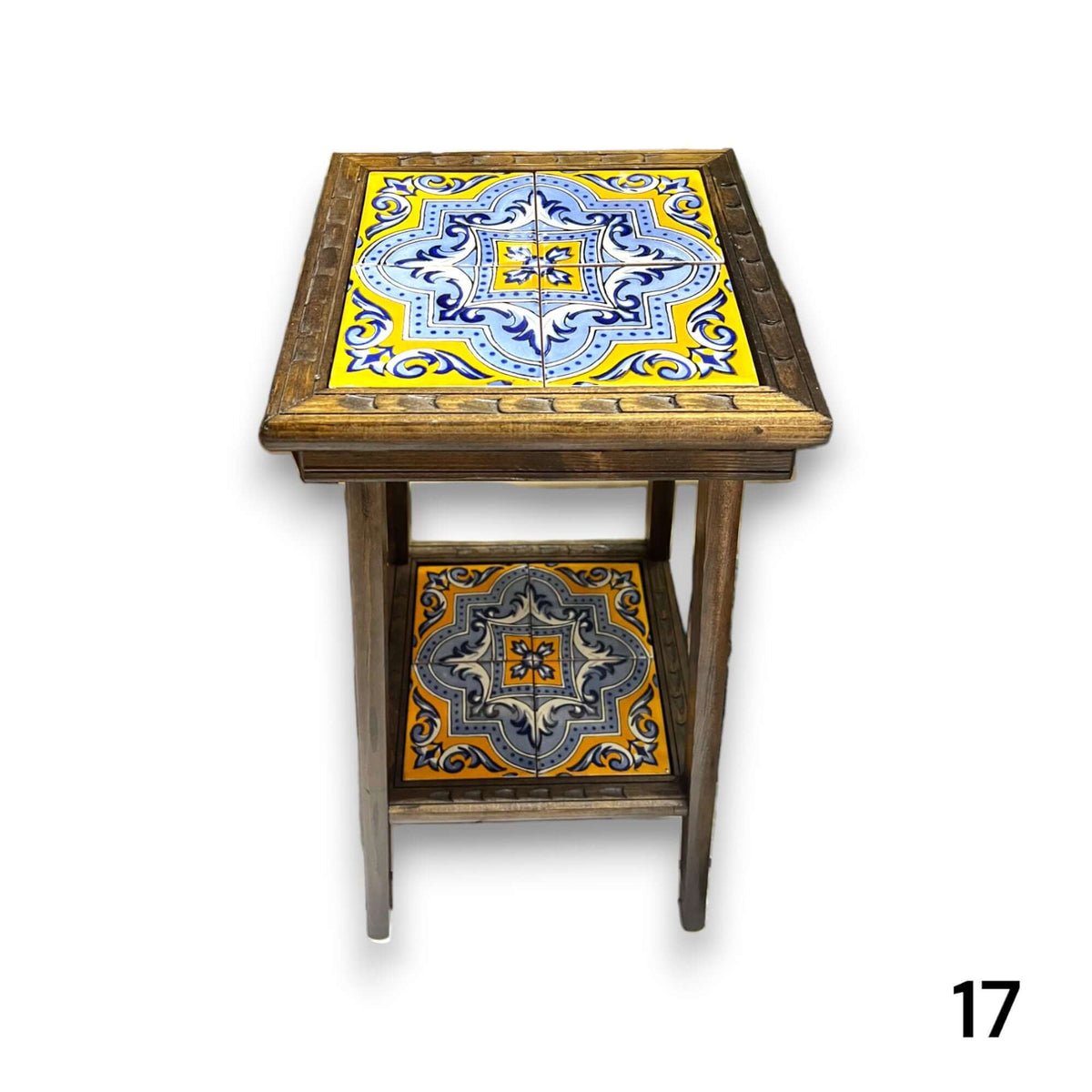 Square Talavera Handmade Mexican Wood Accent Table