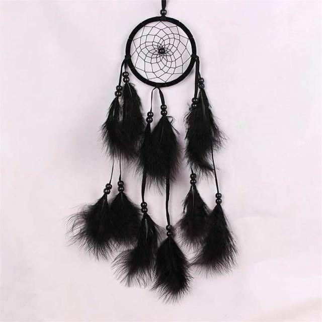 Handmade Dream Catcher with Feathers & Floral Accents