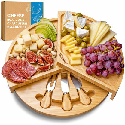 14-Inch Bamboo Cheese Board & Knife Set