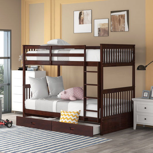 Bunk Bed With Ladders & 2 Storage Drawers