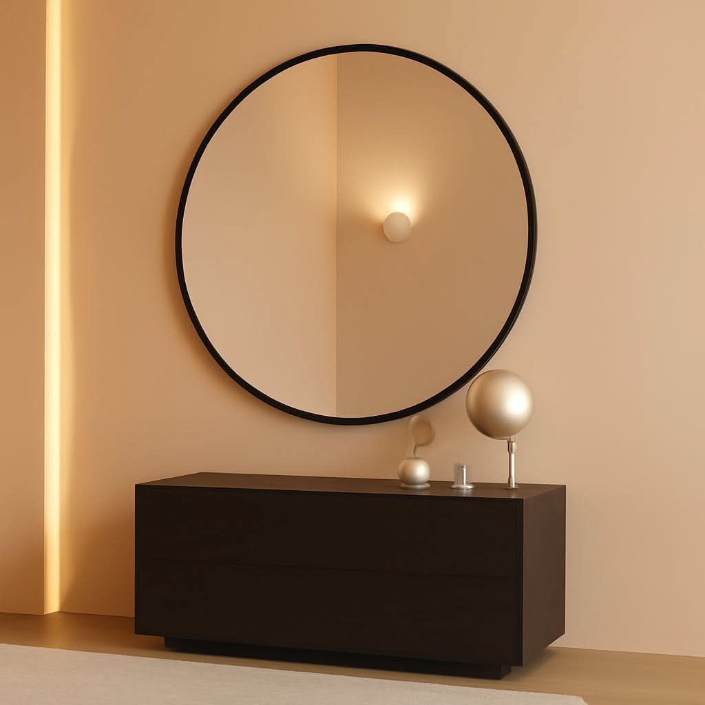 24-Inch Matte Black Round Wall Mirror
