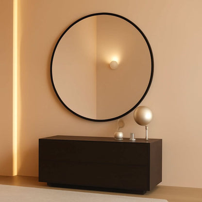 24-Inch Matte Black Round Wall Mirror