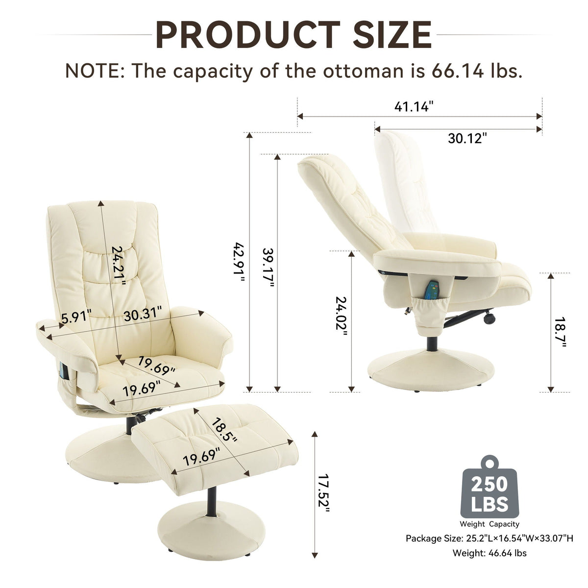 360° Swivel Massage Lounge Chair