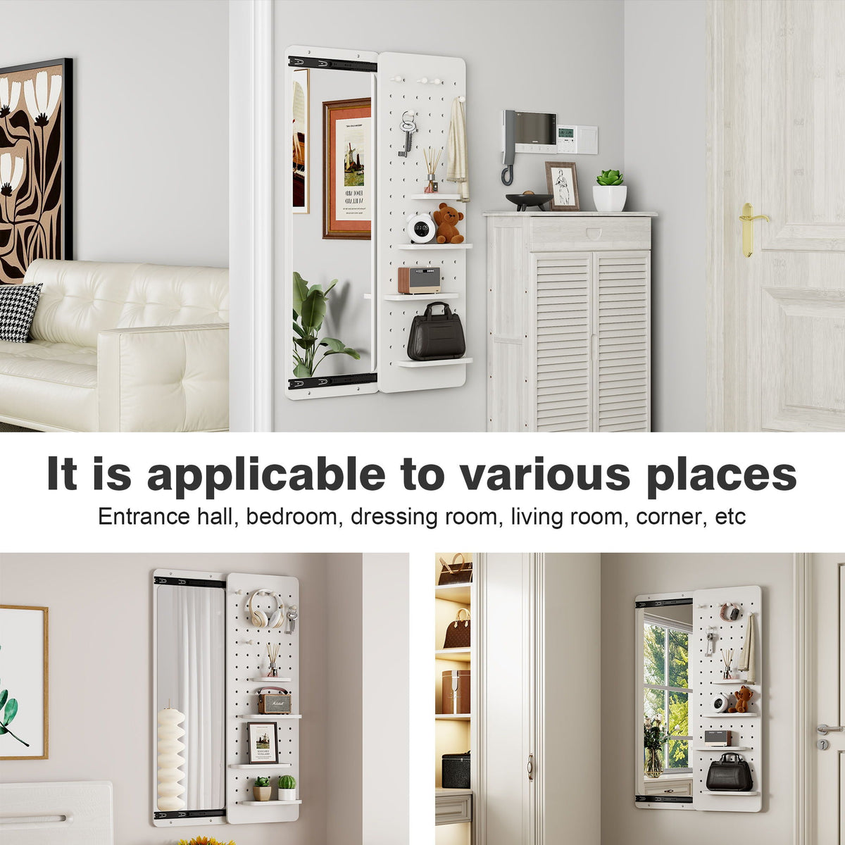 Wall Mounted Full Length Mirror with Shelf