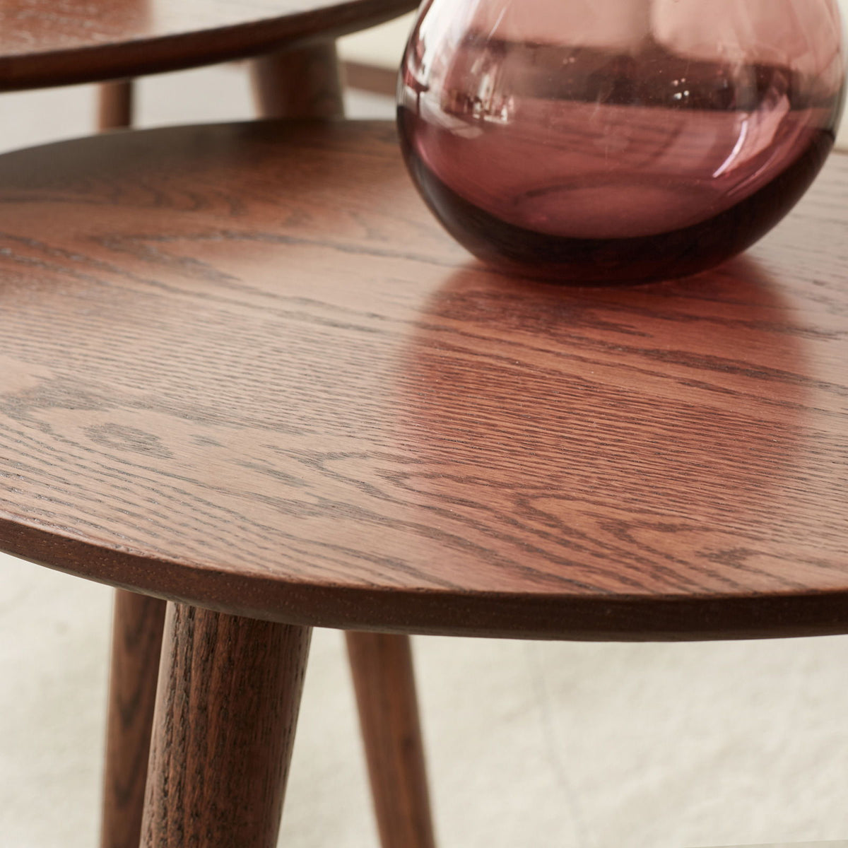 Pebble-Shaped Solid Oak Wood Coffee Table
