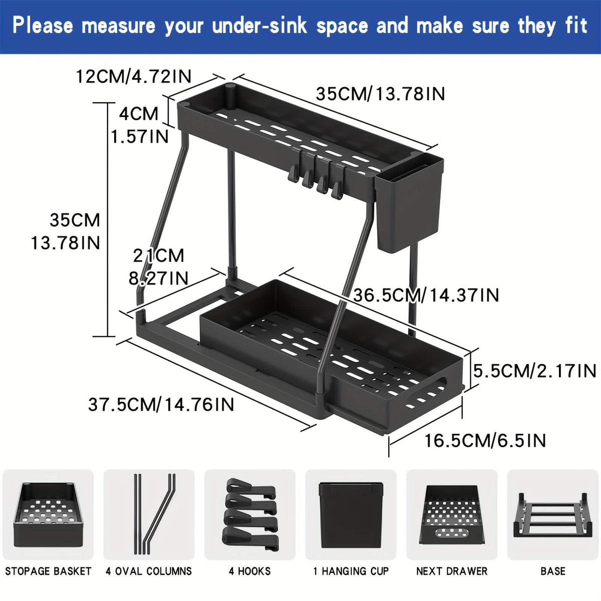 Under Sink Organizer with Sliding Shelves