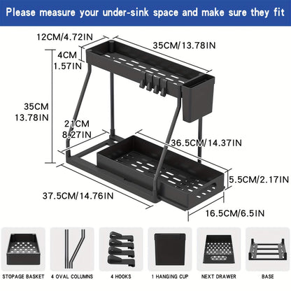 Under Sink Organizer with Sliding Shelves