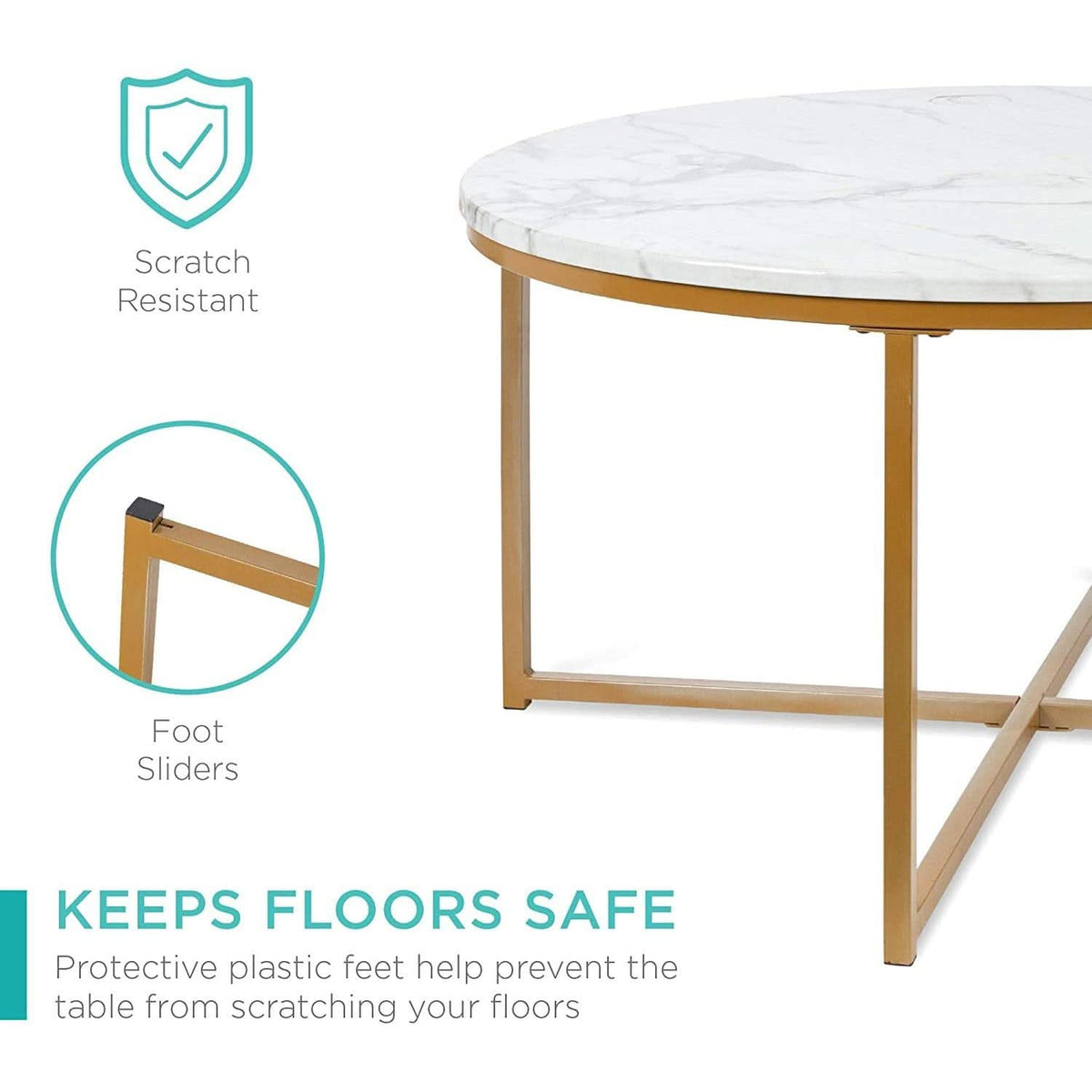 Round Faux Marble Coffee Table