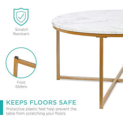 Round Faux Marble Coffee Table