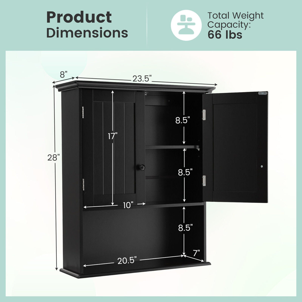 Wall Mount Bathroom Storage Cabinet with Open Shelf