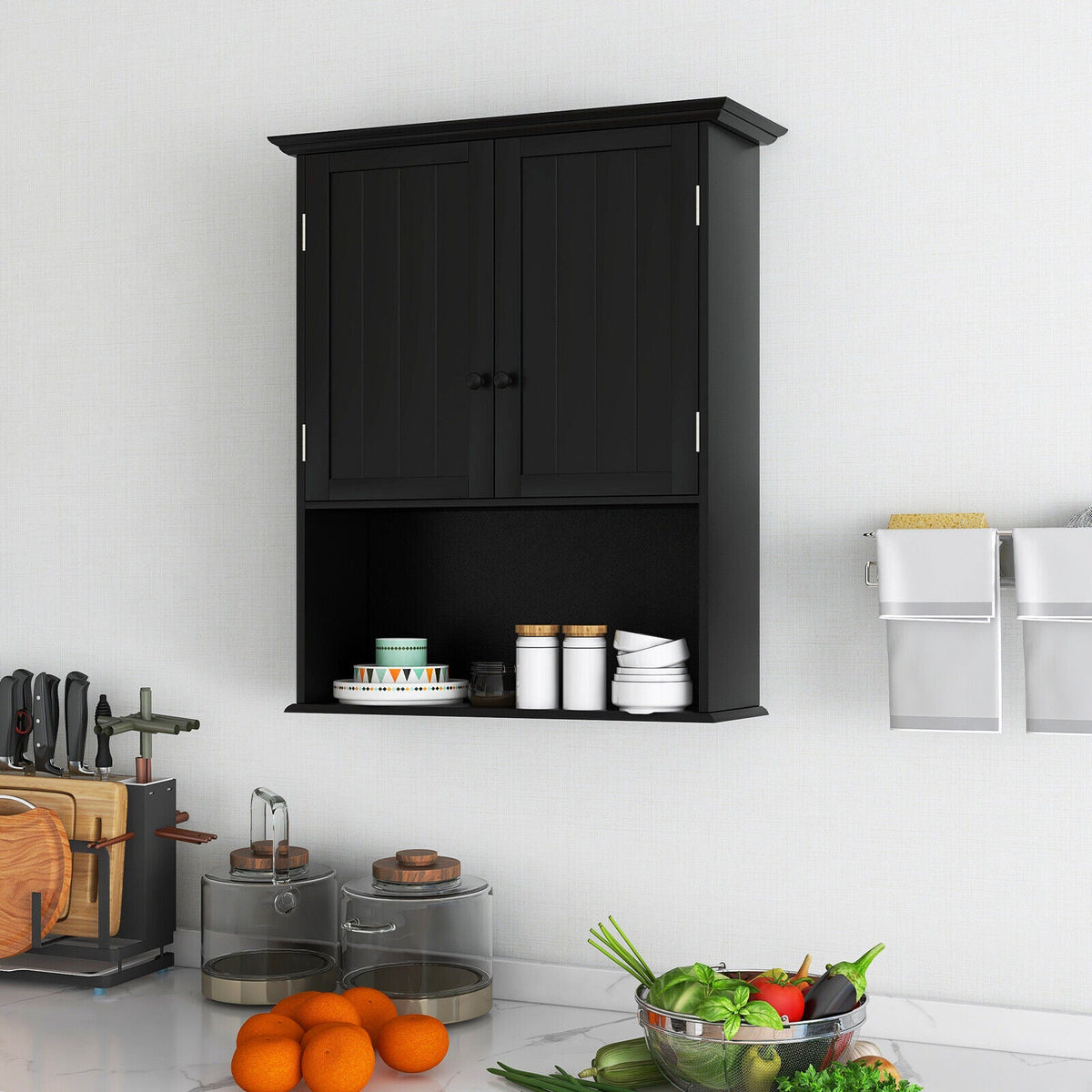 Wall Mount Bathroom Storage Cabinet with Open Shelf
