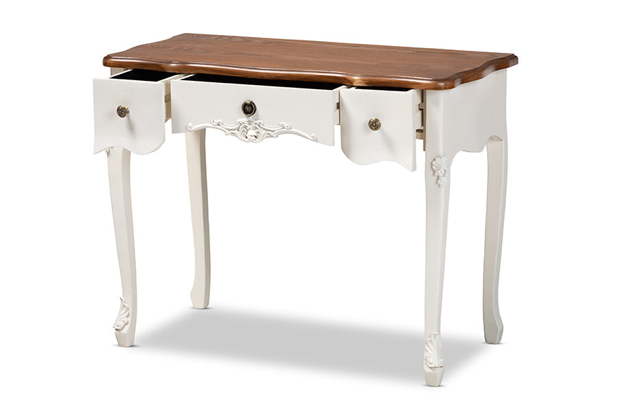 Classic French Country 3-Drawer Wooden Console Table