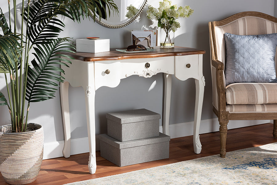 Classic French Country 3-Drawer Wooden Console Table