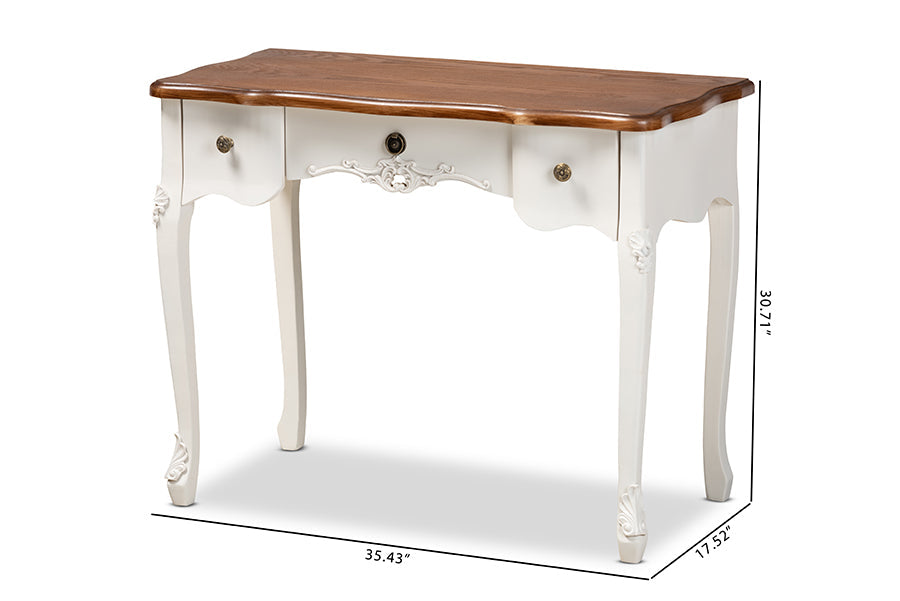 Classic French Country 3-Drawer Wooden Console Table
