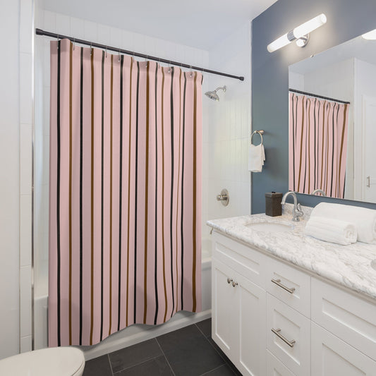 Sophisticated Pink Striped Shower Curtain