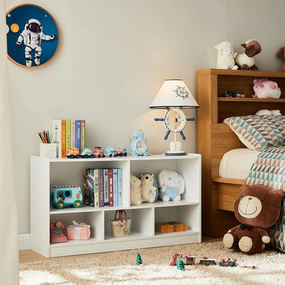 Wooden Toy Organizer and Bookshelf with 5 Storage Sections