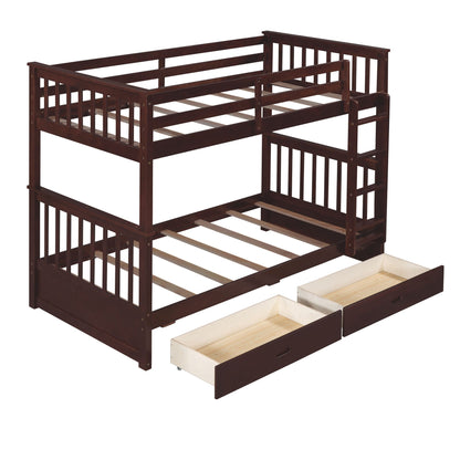 Bunk Bed With Ladders & 2 Storage Drawers