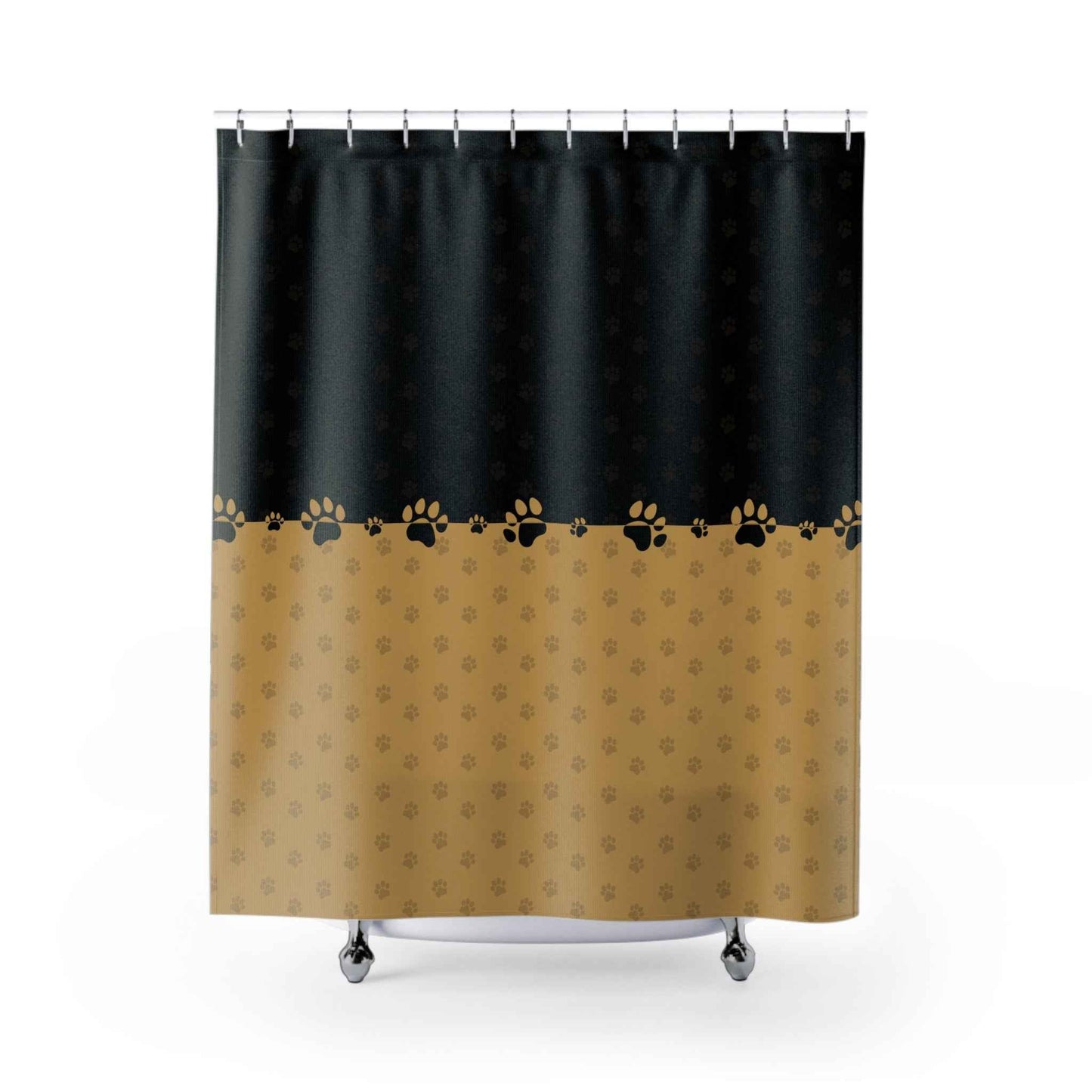 Black & Gold Paw Print Shower Curtain