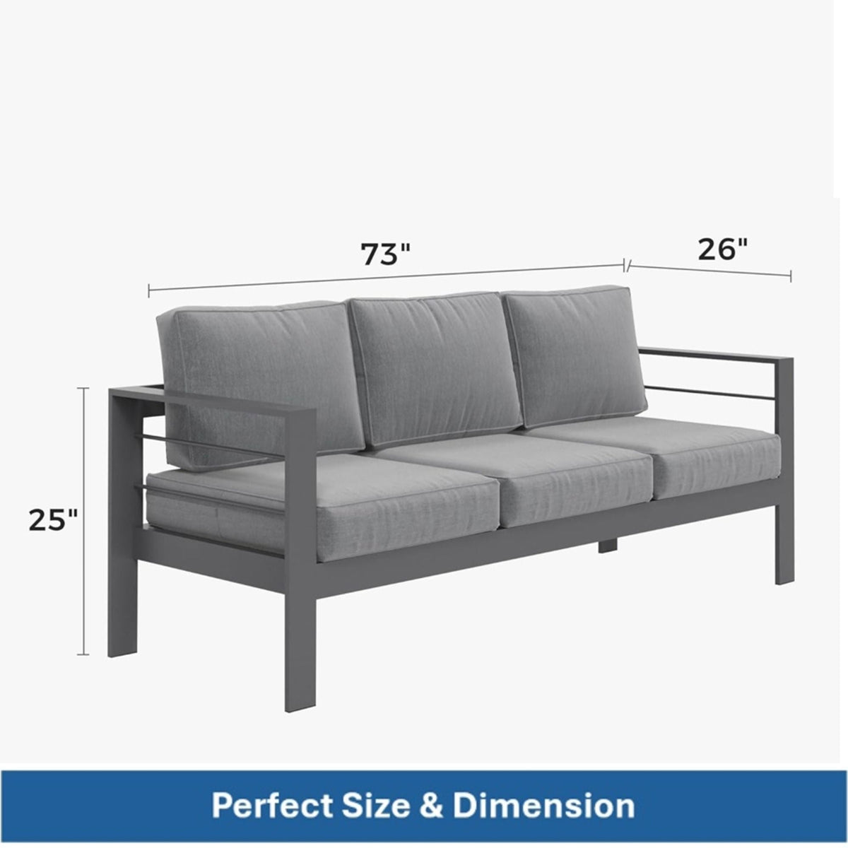 3-Seat All-Weather Patio Sofa with Cushions