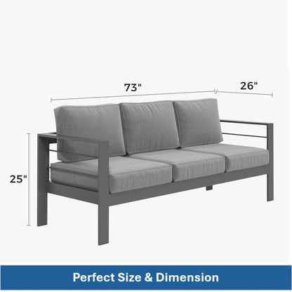 3-Seat All-Weather Patio Sofa with Cushions