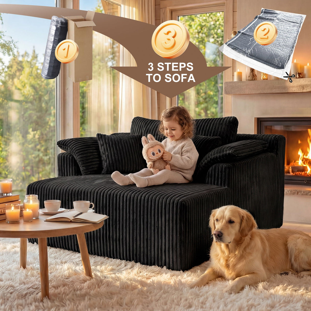 Deep Seat Sleeper Couch for Living Room
