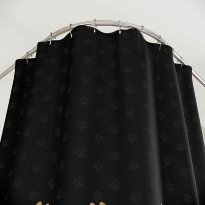 Black & Gold Paw Print Shower Curtain