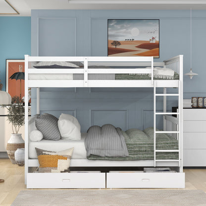 Bunk Bed With Ladders & 2 Storage Drawers