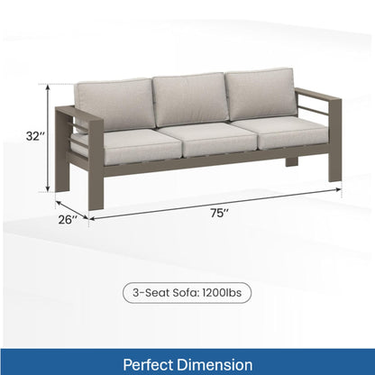 3-Seat All-Weather Patio Sofa with Cushions