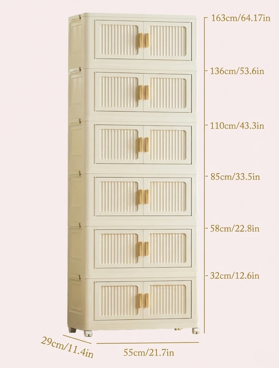 Foldable Rolling Storage Bin Cabinet
