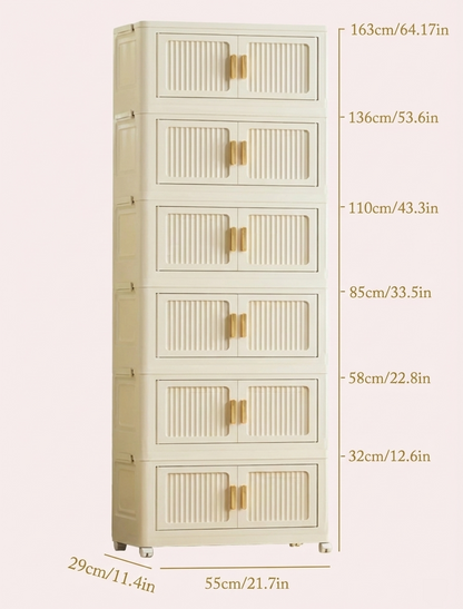 Foldable Rolling Storage Bin Cabinet