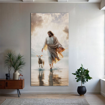 Jesus Protects The Lamb From Wolves Faith Wall Art