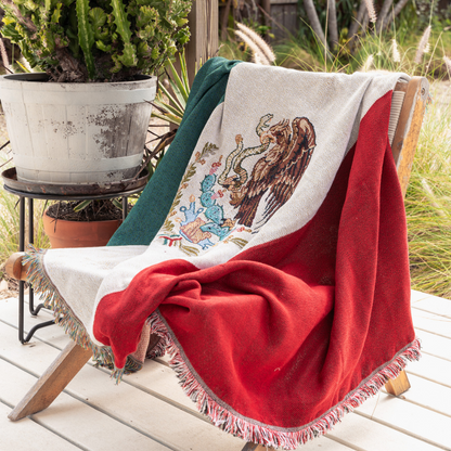 Mexico Flag Woven Throw Blanket
