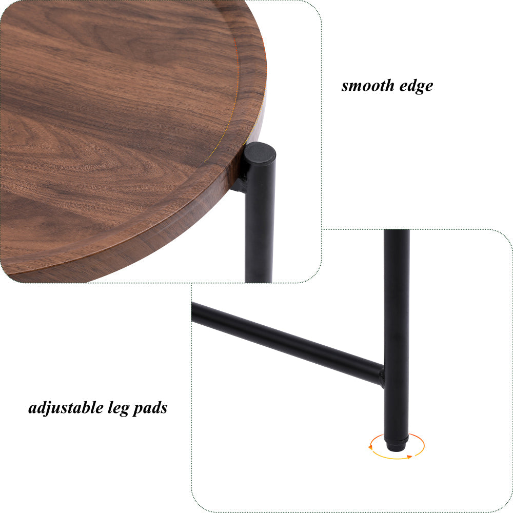 2-Tier Oval Coffee Table with Wood Storage Shelves
