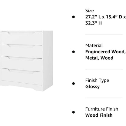 White 4 Drawer Dresser