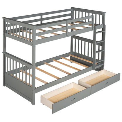 Bunk Bed With Ladders & 2 Storage Drawers