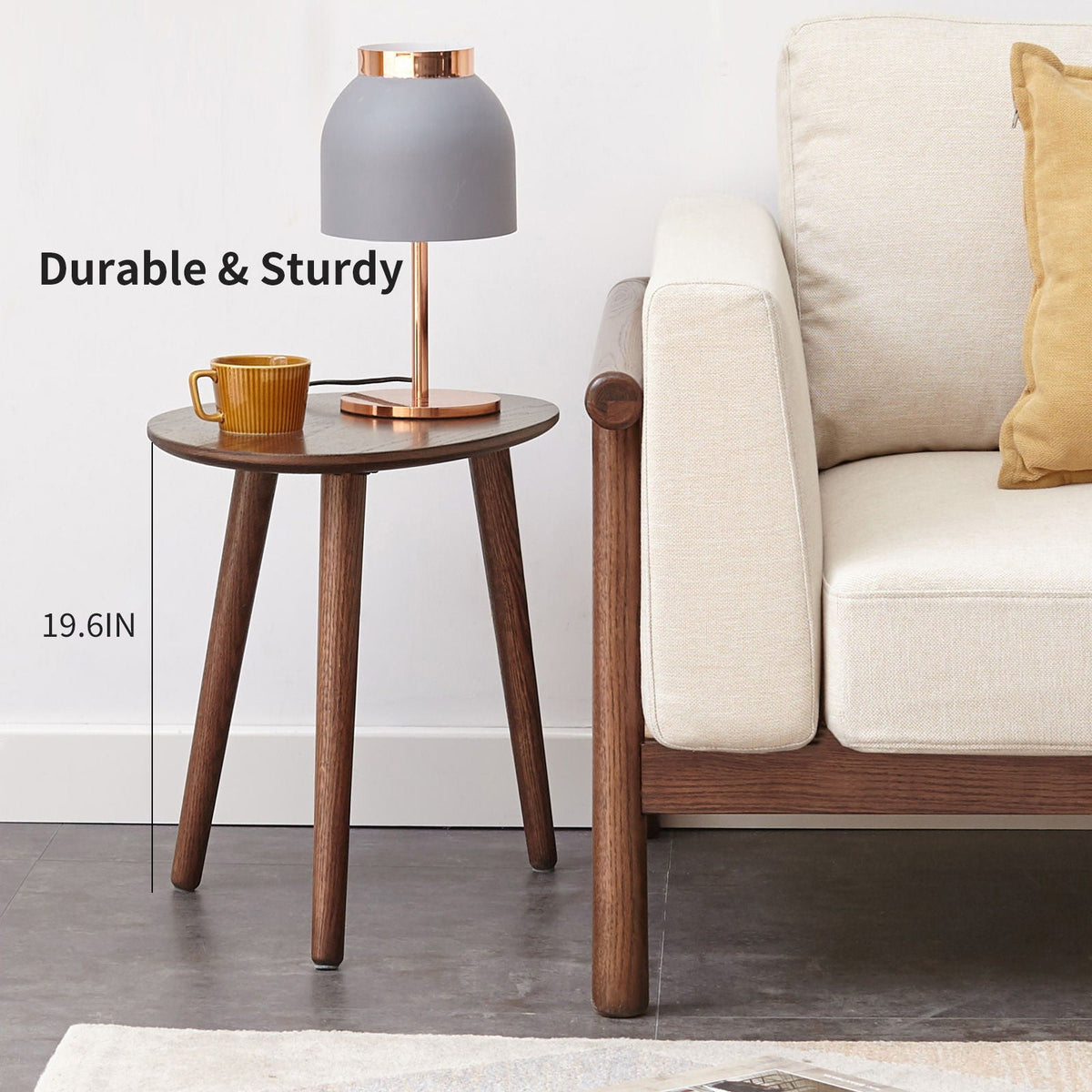 Pebble-Shaped Solid Oak Wood Coffee Table