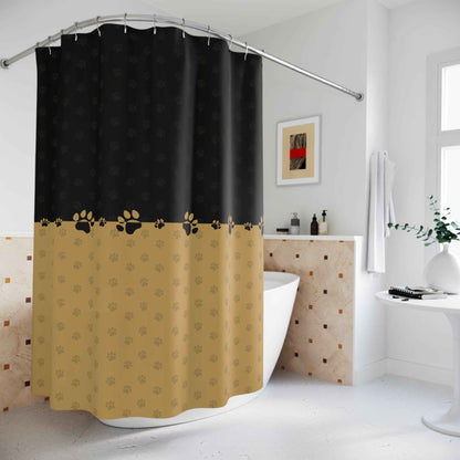 Black & Gold Paw Print Shower Curtain