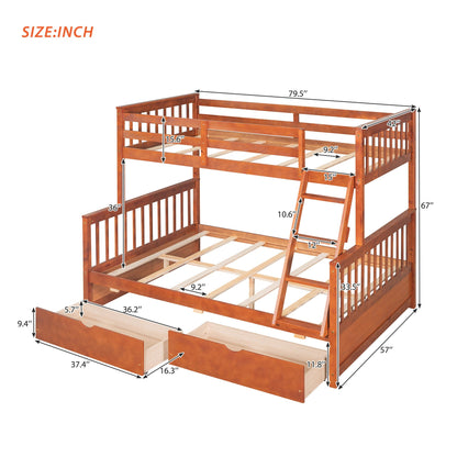 Bunk Bed With Ladders & 2 Storage Drawers