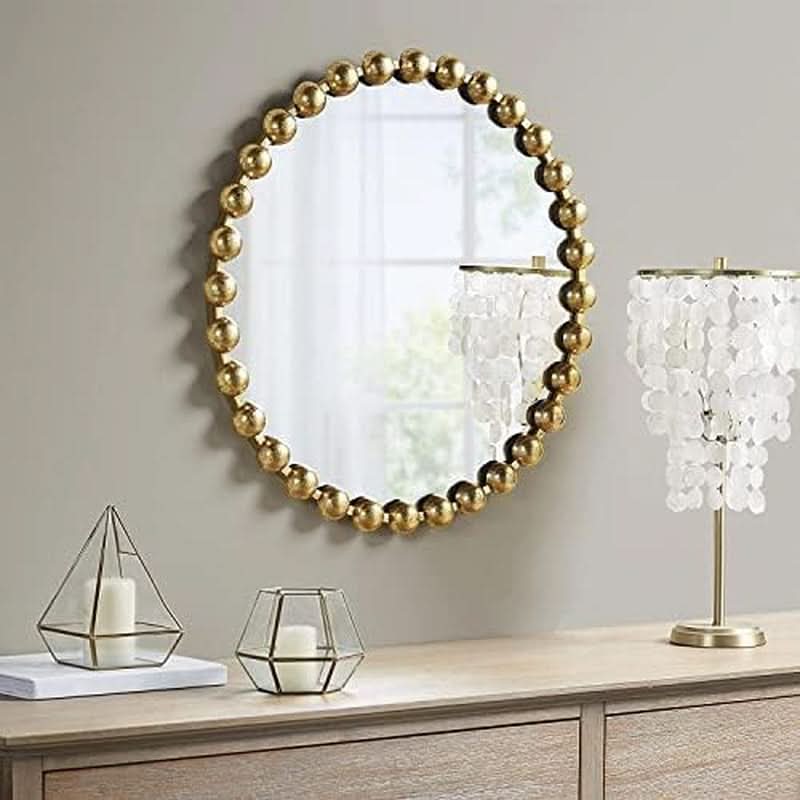 Entryway Round Wall Mirror With Gold Metal Frame