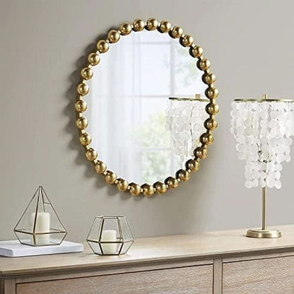 Entryway Round Wall Mirror With Gold Metal Frame
