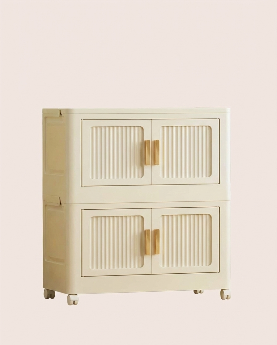 Foldable Rolling Storage Bin Cabinet