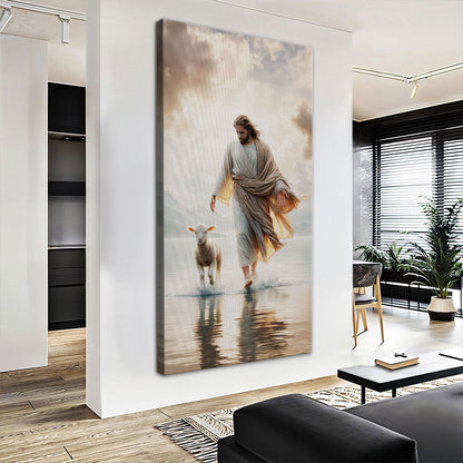 Jesus Protects The Lamb From Wolves Faith Wall Art