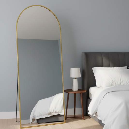 Full-Length Arched Floor Mirror with Stand