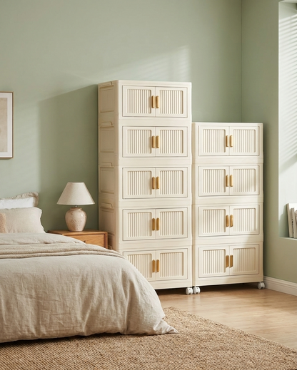 Foldable Rolling Storage Bin Cabinet