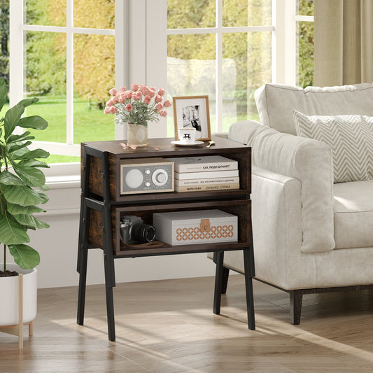 2-Piece Stackable Nightstand & End Table Set