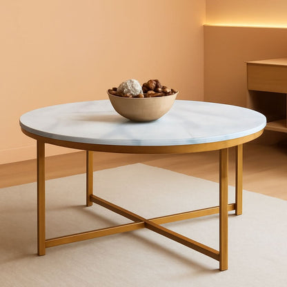 Round Faux Marble Coffee Table